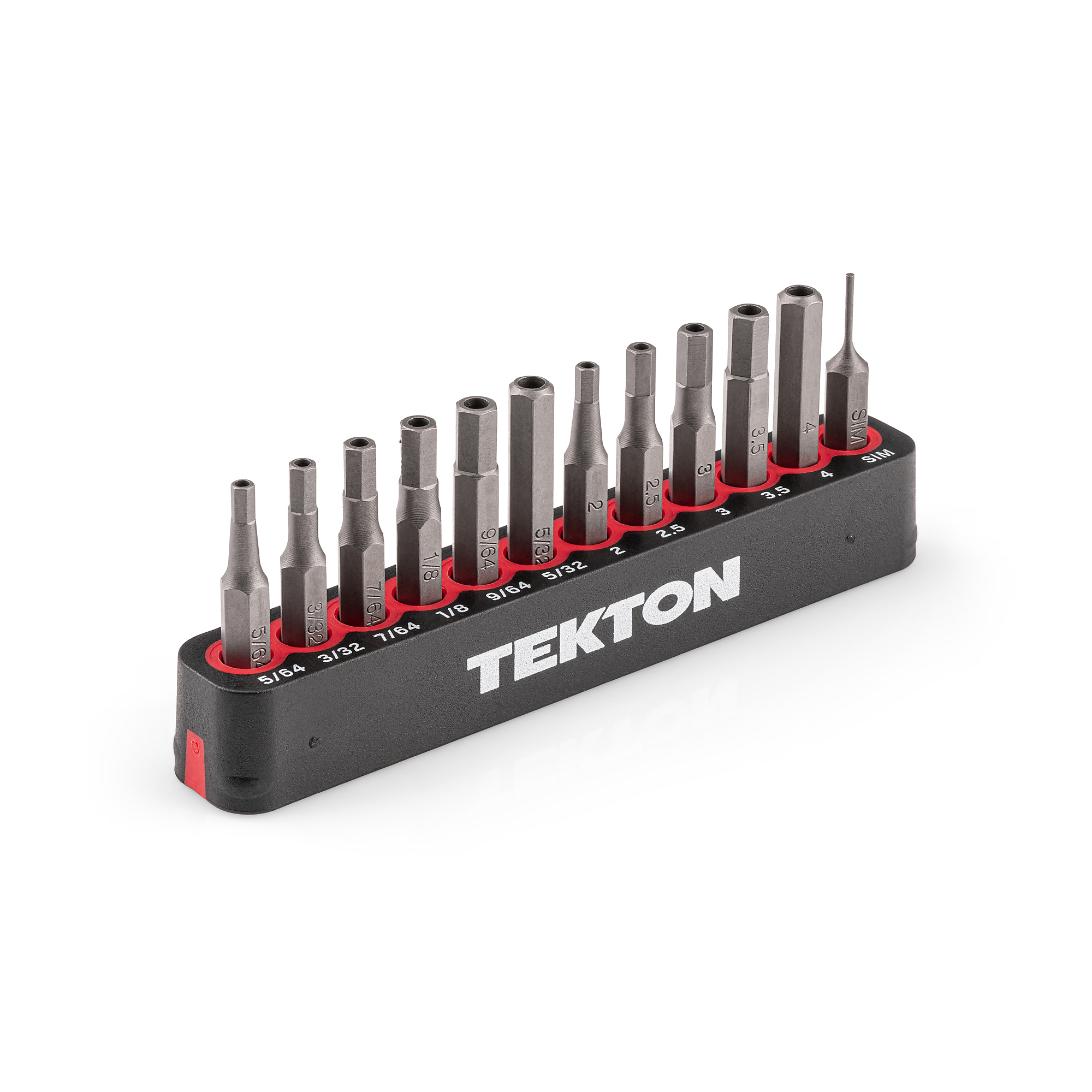 TEKTON 4 mm Tamper Hex Bit Set with Rail, 12-Piece (5/64 - 5/32 in., 2 - 4 mm, 0.8 mm SIM Ejector) | DZZ92006